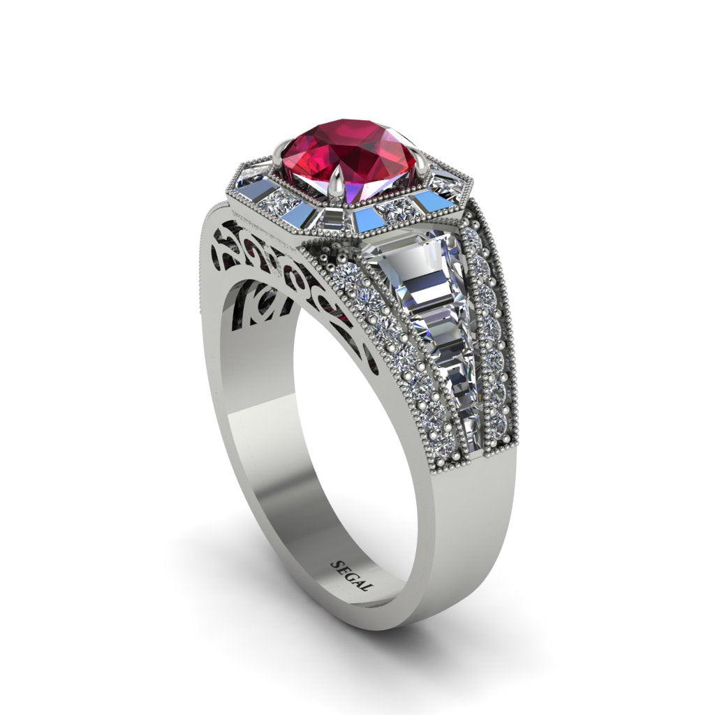 Ruby Royal Radiance Halo Engagement Ring - Liana No. 12
