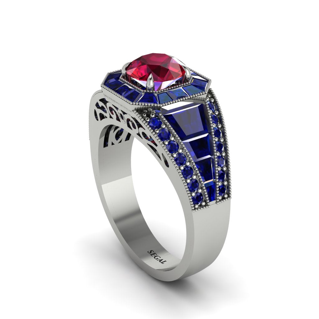 Ruby Royal Radiance Halo Engagement Ring - Liana No. 72
