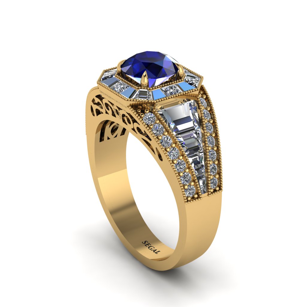 Sapphire Royal Radiance Halo Engagement Ring - Liana No. 13