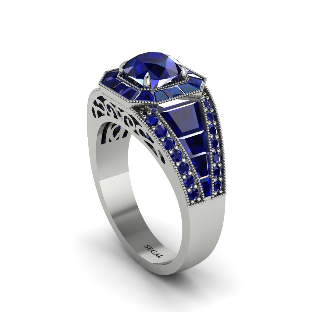 Sapphire Royal Radiance Halo Engagement Ring - Liana No. 75