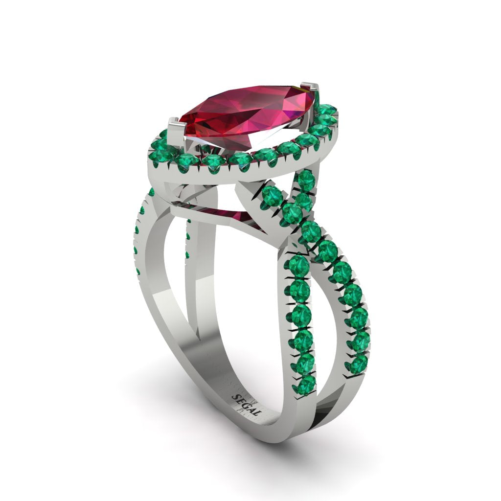 Ruby Marquise Split Shank Engagement Ring - Carly No. 27