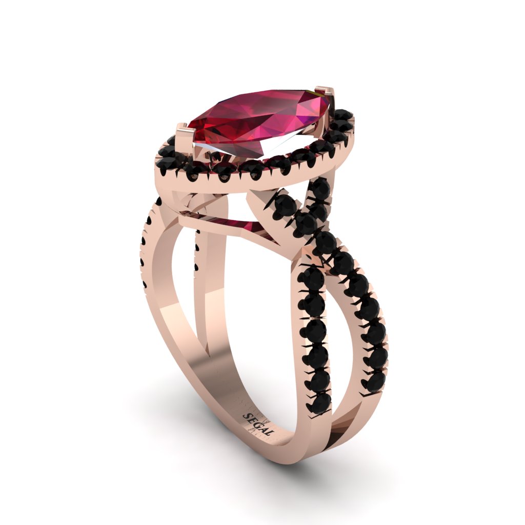 Ruby Marquise Split Shank Engagement Ring - Carly No. 41