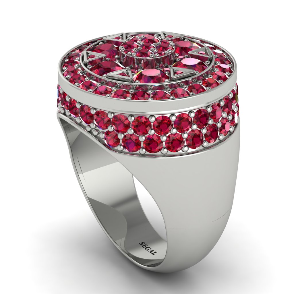 4.1ct Ruby Men's Cluster Pinky Ring - August No. 12
