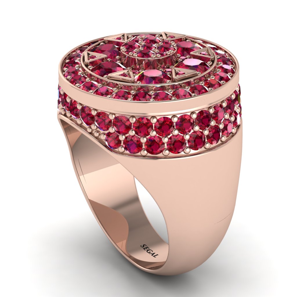 4.1ct Ruby Men's Cluster Pinky Ring - August No. 11