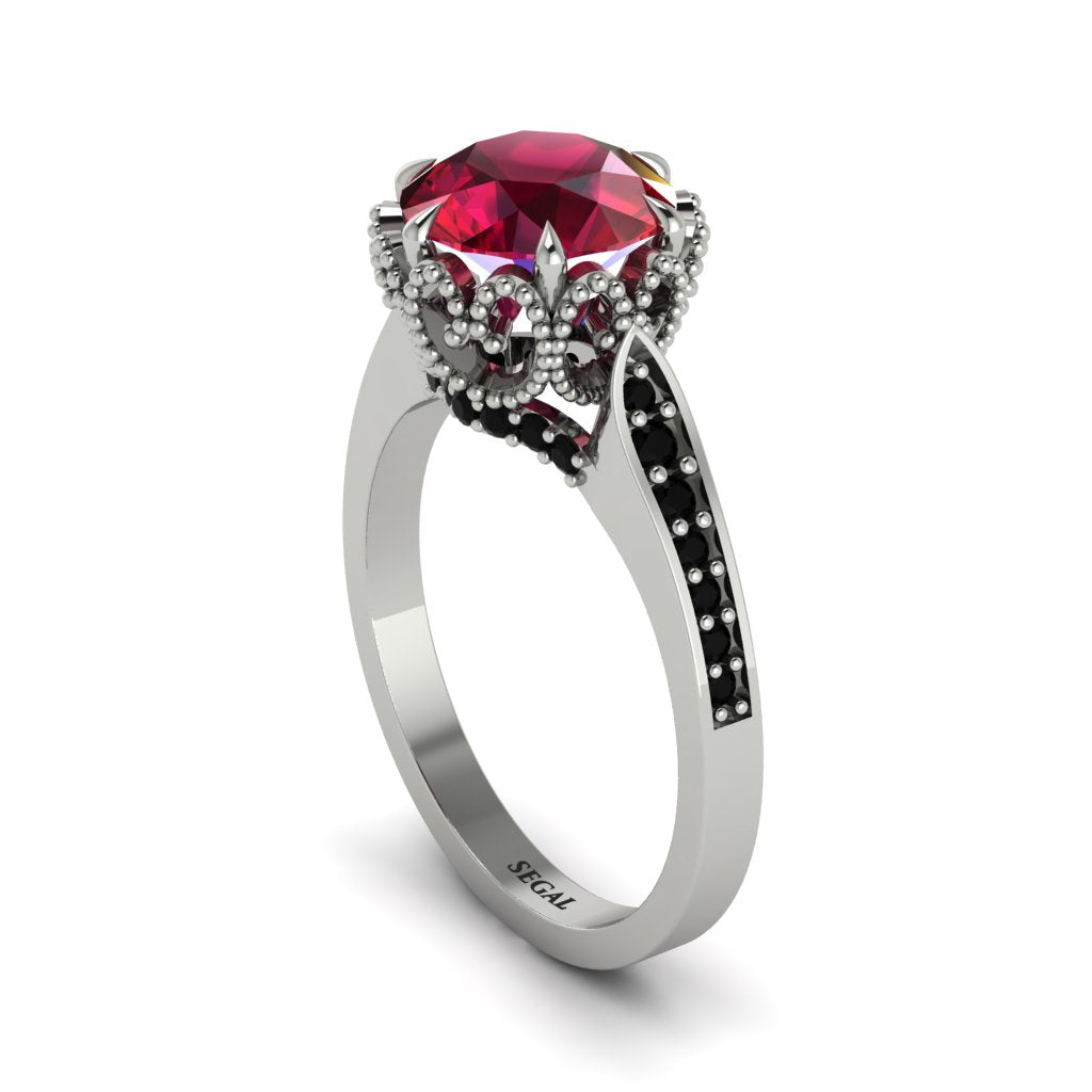 Ruby Milgrain Engagement Ring - Yara No. 42