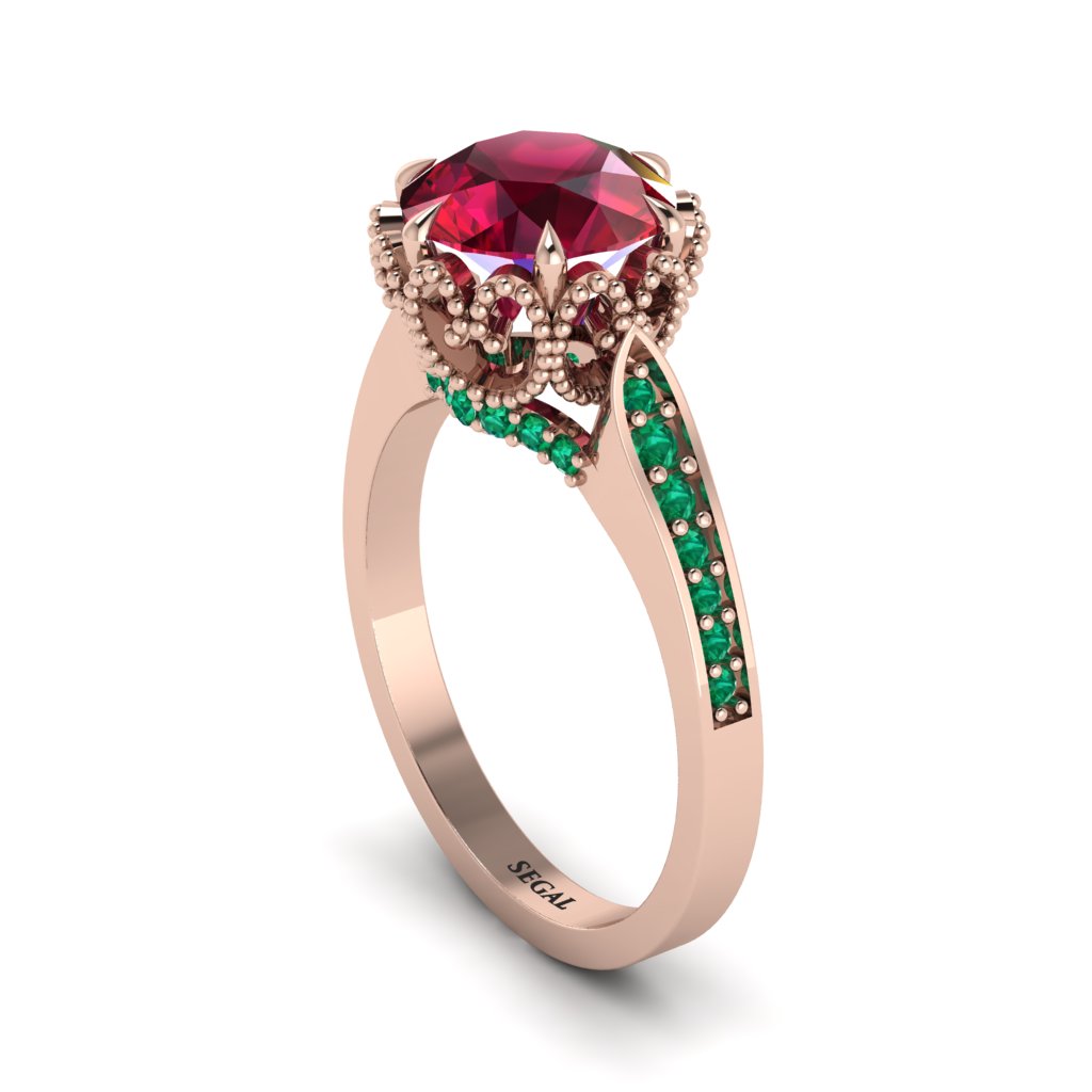 Ruby Milgrain Engagement Ring - Yara No. 26