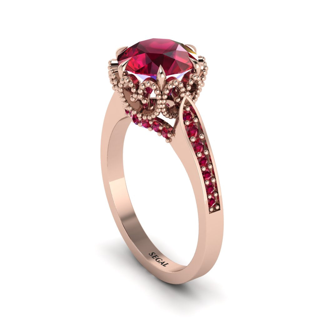 Ruby Milgrain Engagement Ring - Yara No. 56