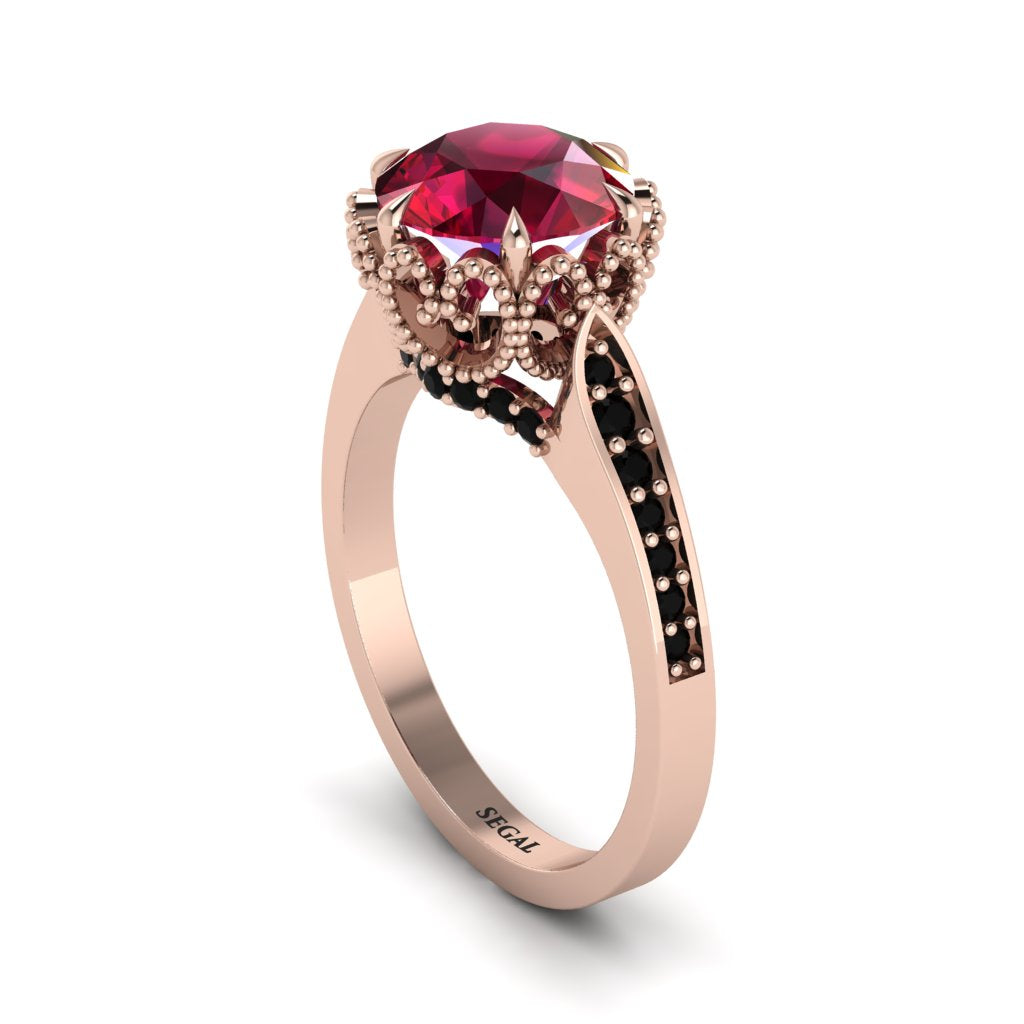 Ruby Milgrain Engagement Ring - Yara No. 41