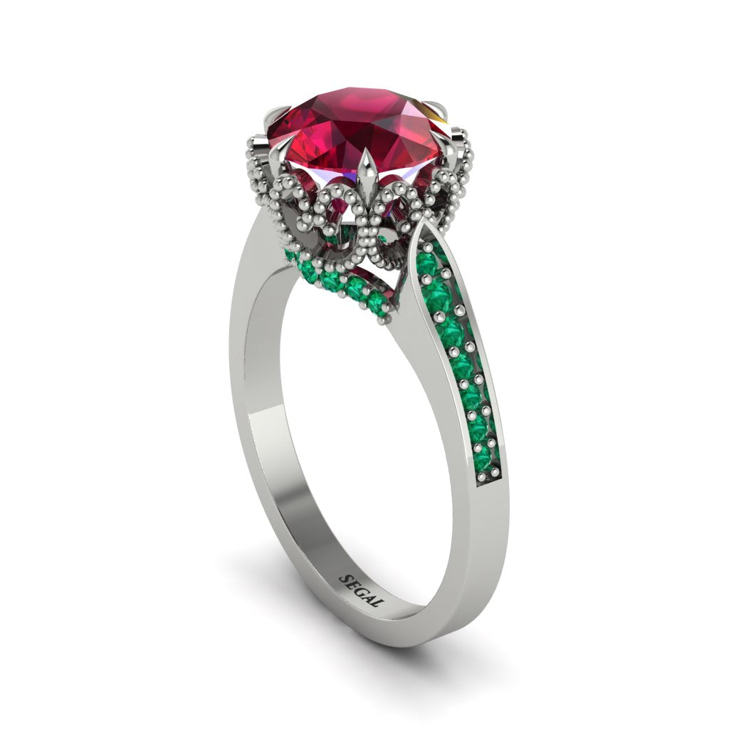 Ruby Milgrain Engagement Ring - Yara No. 27