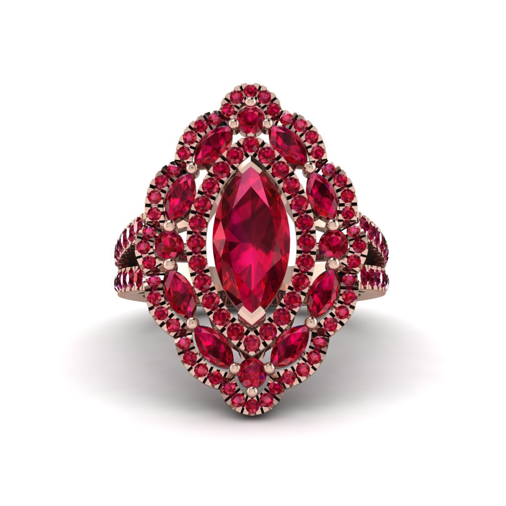 Ruby Three Layer Halo Marquise Ring - Destiny No. 56