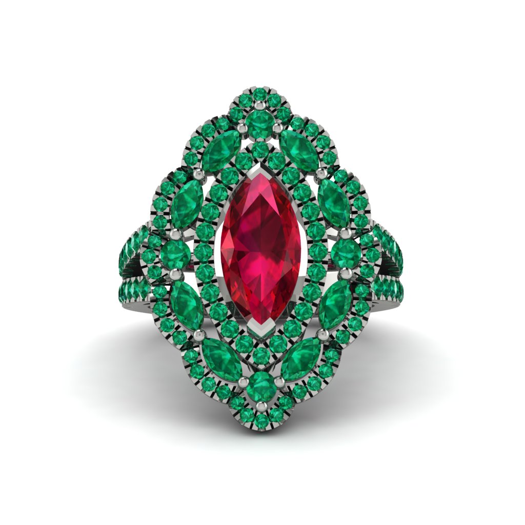 Ruby Three Layer Halo Marquise Ring - Destiny No. 27