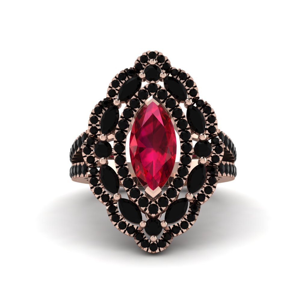 Ruby Three Layer Halo Marquise Ring - Destiny No. 41