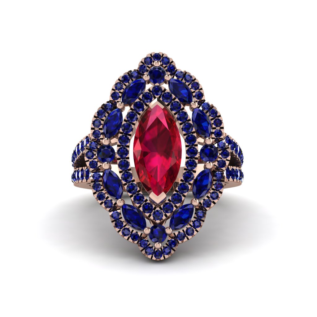 Ruby Three Layer Halo Marquise Ring - Destiny No. 71