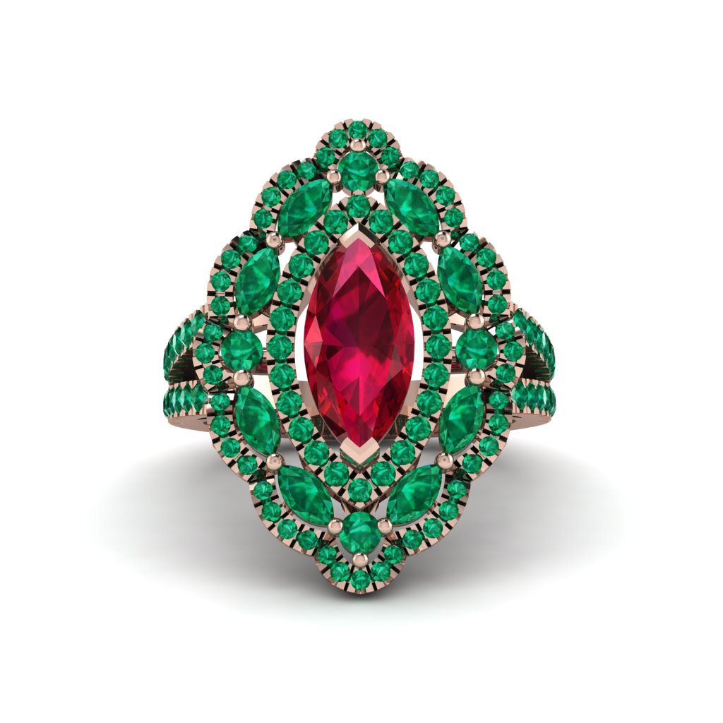 Ruby Three Layer Halo Marquise Ring - Destiny No. 26