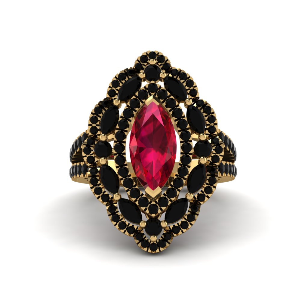 Ruby Three Layer Halo Marquise Ring - Destiny No. 40