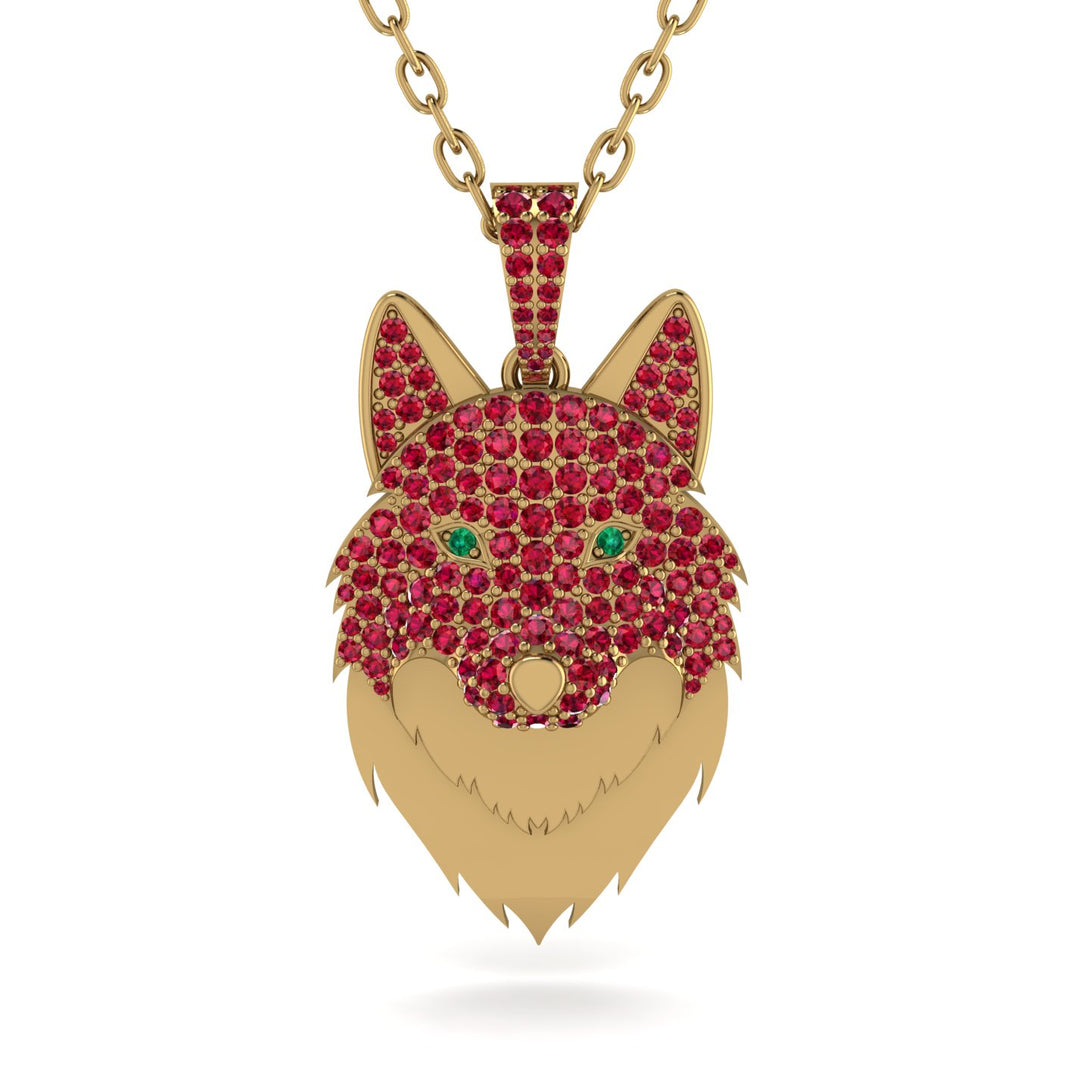 Ruby Wolf Spirit Pendant - Gabriel No. 49