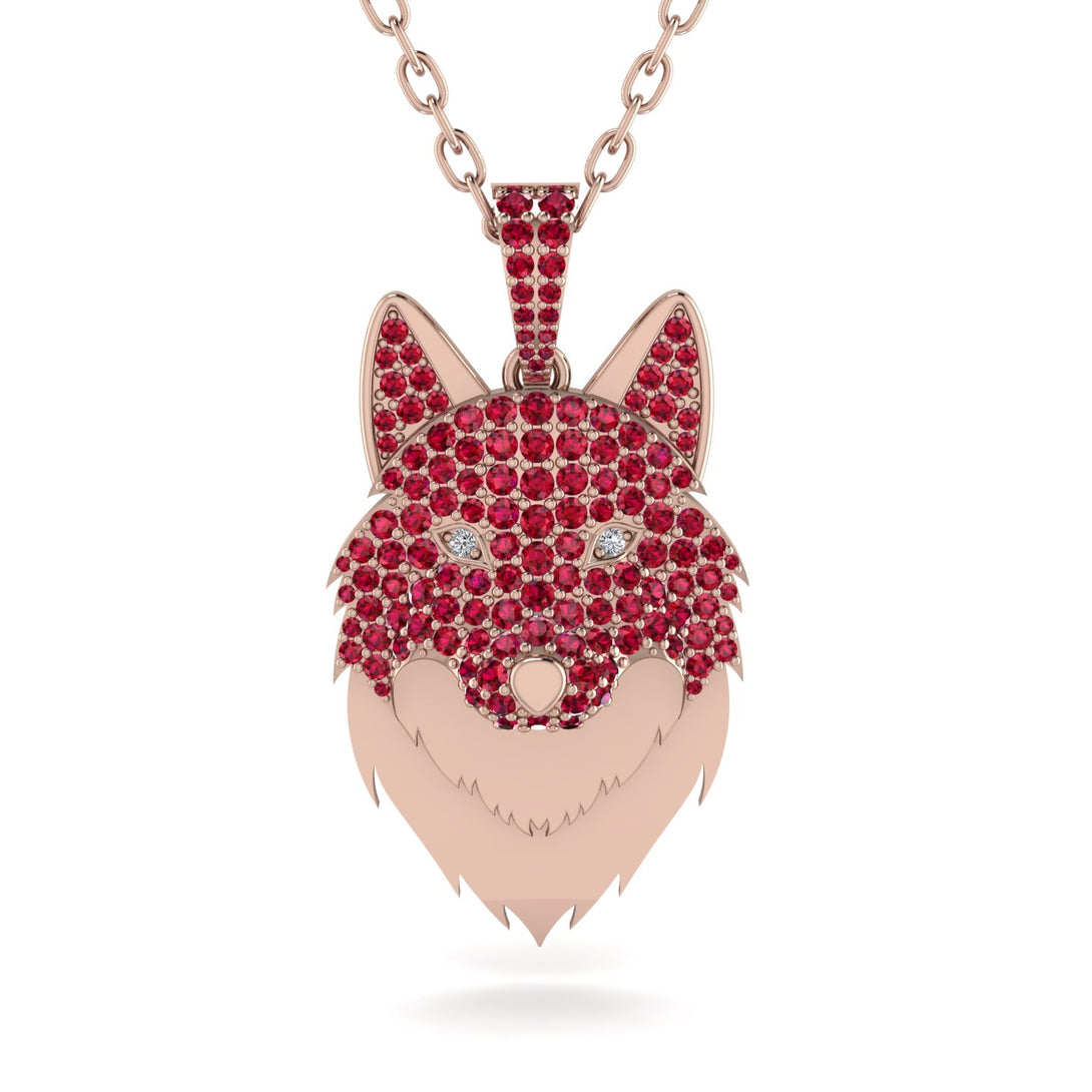 Ruby Wolf Spirit Pendant - Gabriel No. 47