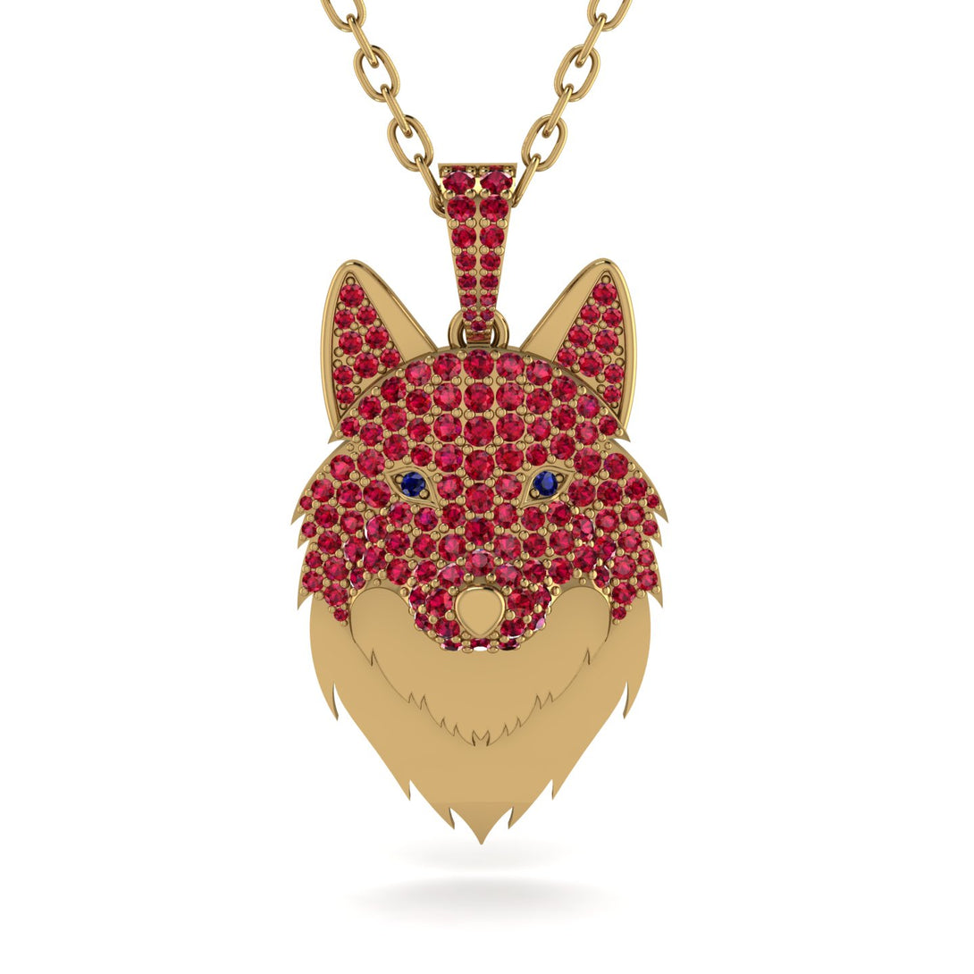 Ruby Wolf Spirit Pendant - Gabriel No. 58