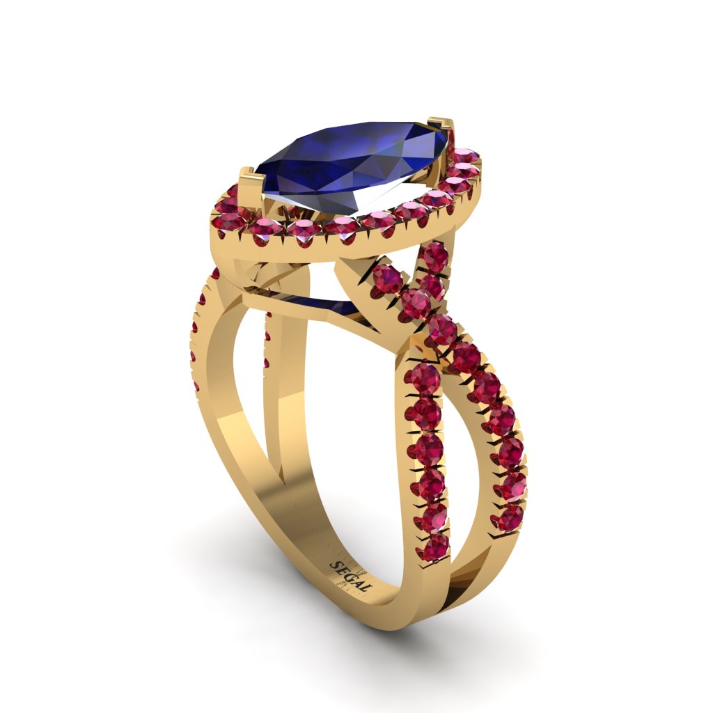 Sapphire Marquise Split Shank Engagement Ring - Carly No. 58