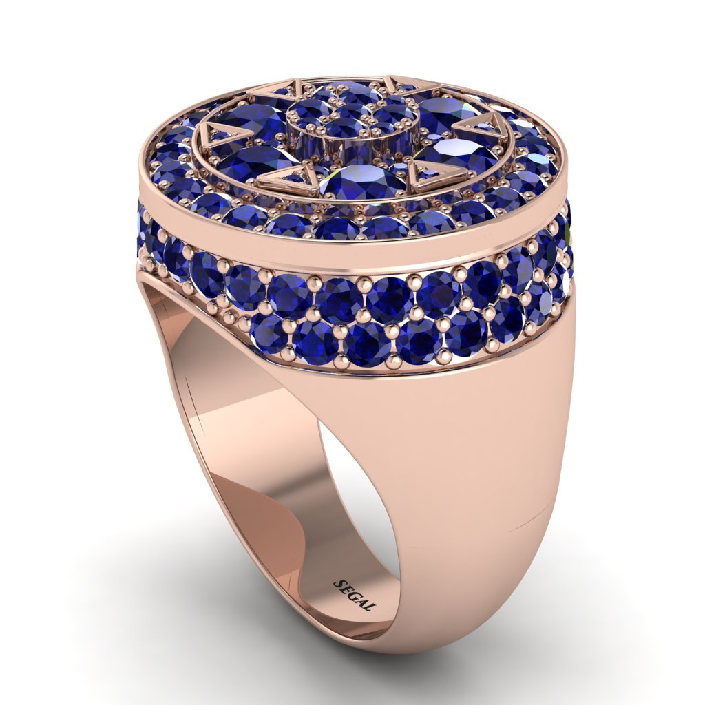 4.1ct Sapphire Men's Cluster Pinky Ring - August No. 14