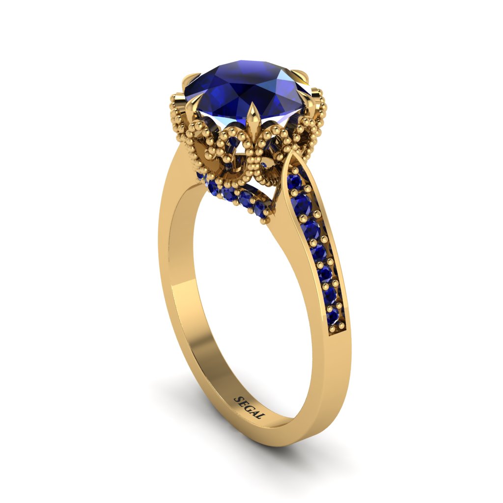 Sapphire Milgrain Engagement Ring - Yara No. 73