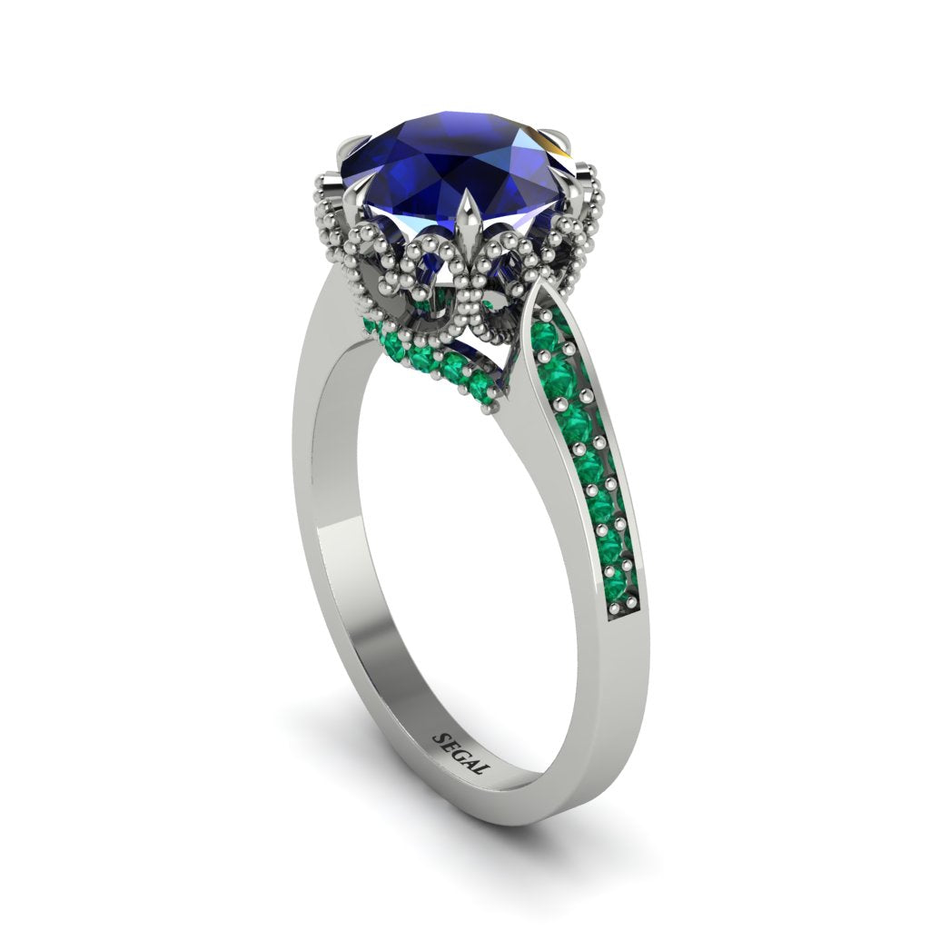 Sapphire Milgrain Engagement Ring - Yara No. 30
