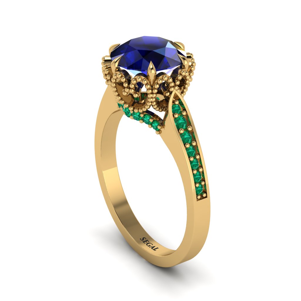 Sapphire Milgrain Engagement Ring - Yara No. 28