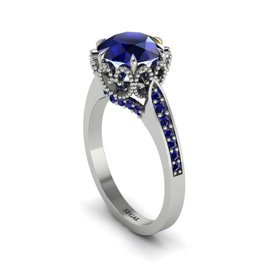 Sapphire Milgrain Engagement Ring - Yara No. 75