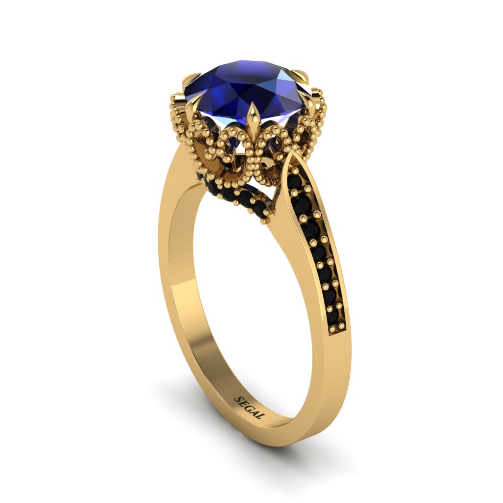 Sapphire Milgrain Engagement Ring - Yara No. 43