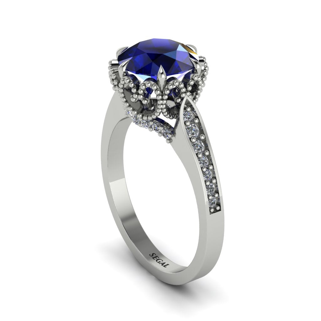 Sapphire Milgrain Engagement Ring - Yara No. 15