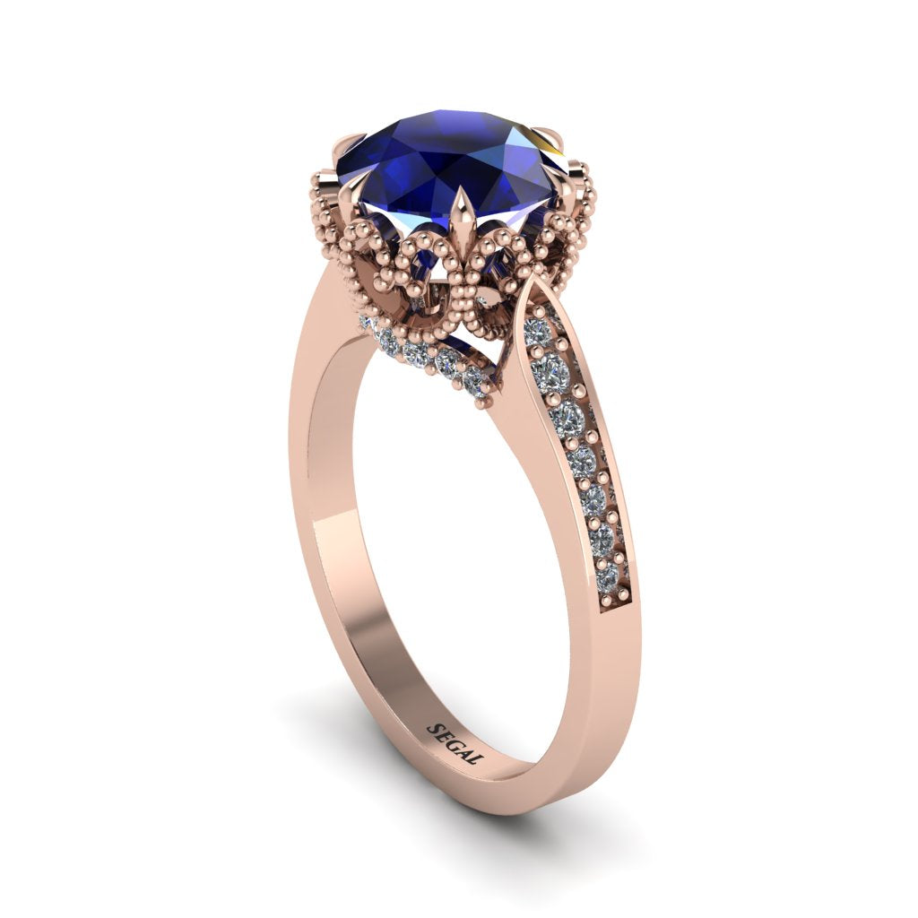 Sapphire Milgrain Engagement Ring - Yara No. 14