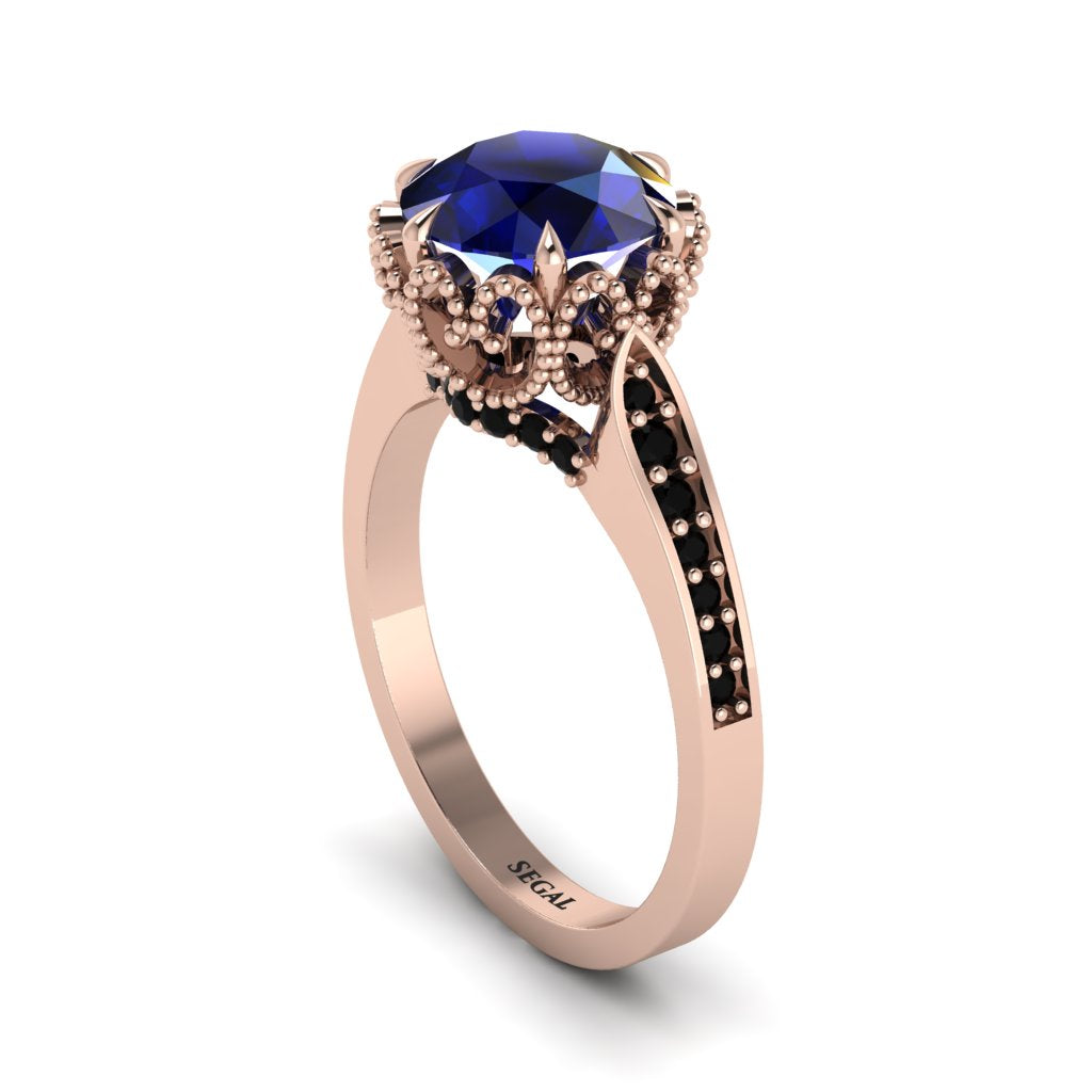Sapphire Milgrain Engagement Ring - Yara No. 44