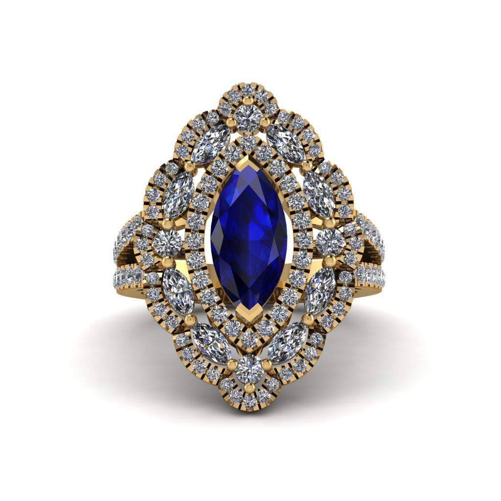 Sapphire Three Layer Halo Marquise Ring - Destiny No. 13
