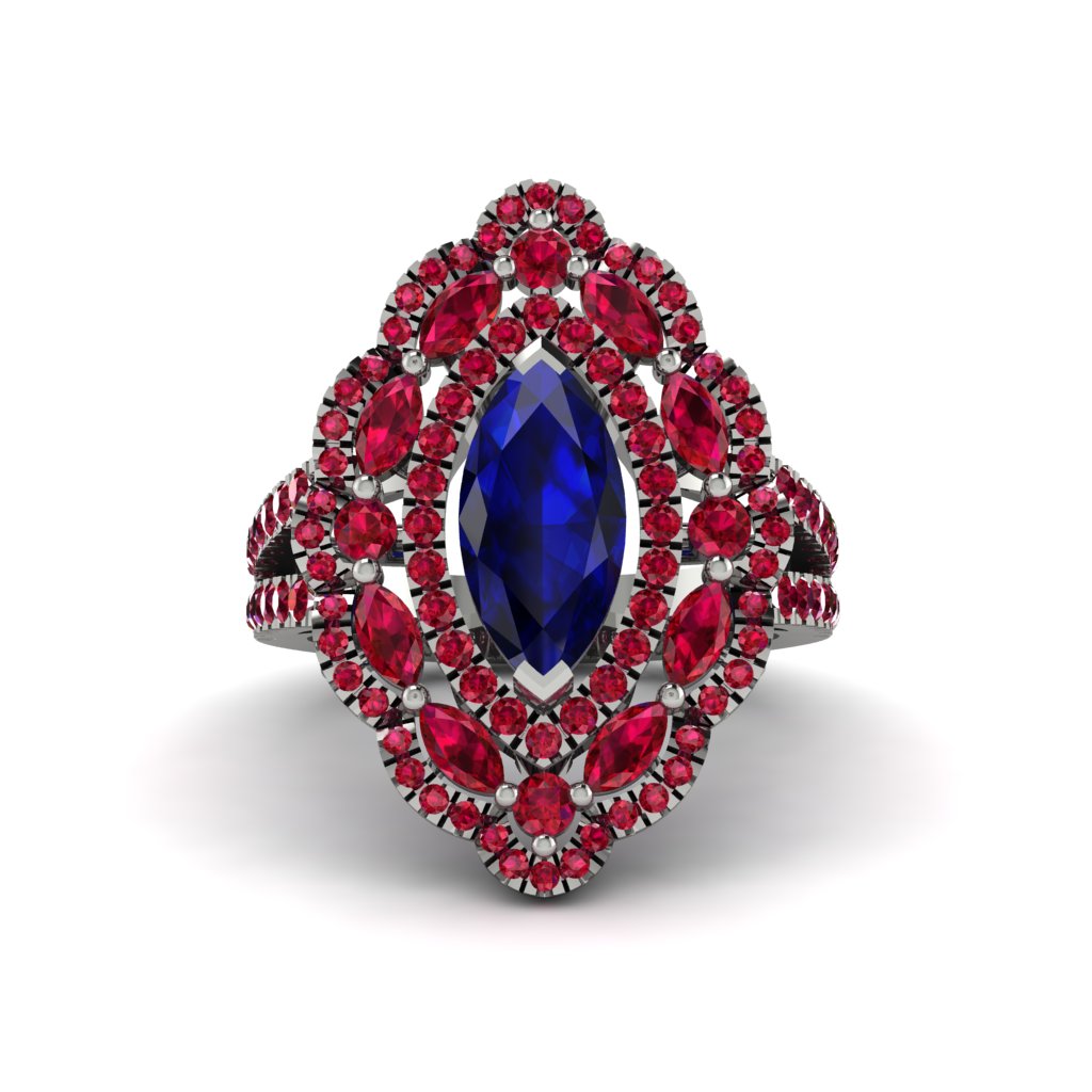 Sapphire Three Layer Halo Marquise Ring - Destiny No. 60