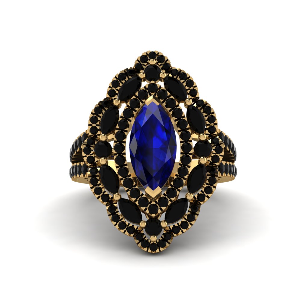 Sapphire Three Layer Halo Marquise Ring - Destiny No. 43