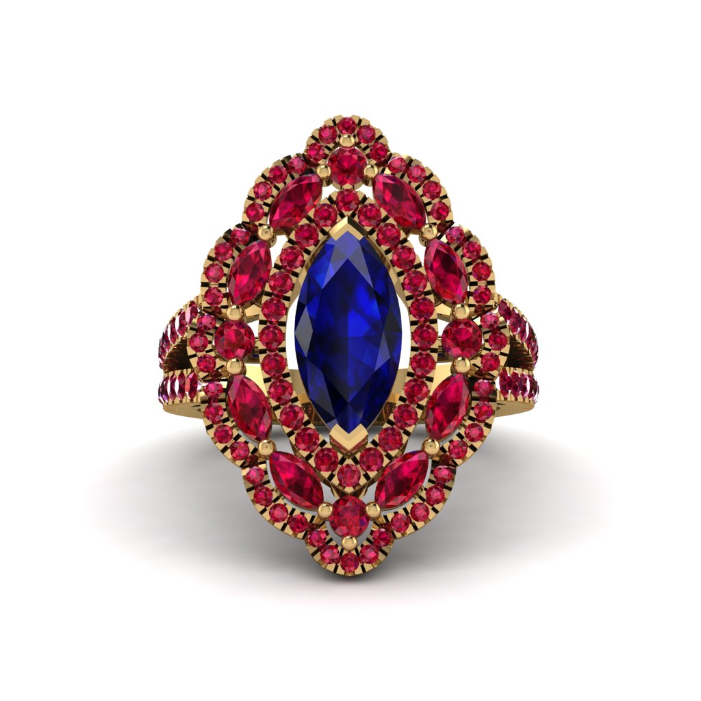 Sapphire Three Layer Halo Marquise Ring - Destiny No. 58