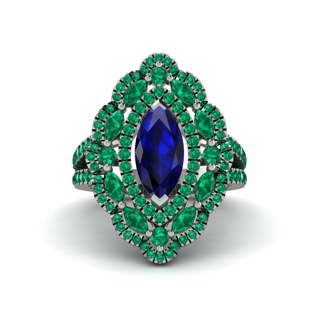 Sapphire Three Layer Halo Marquise Ring - Destiny No. 30
