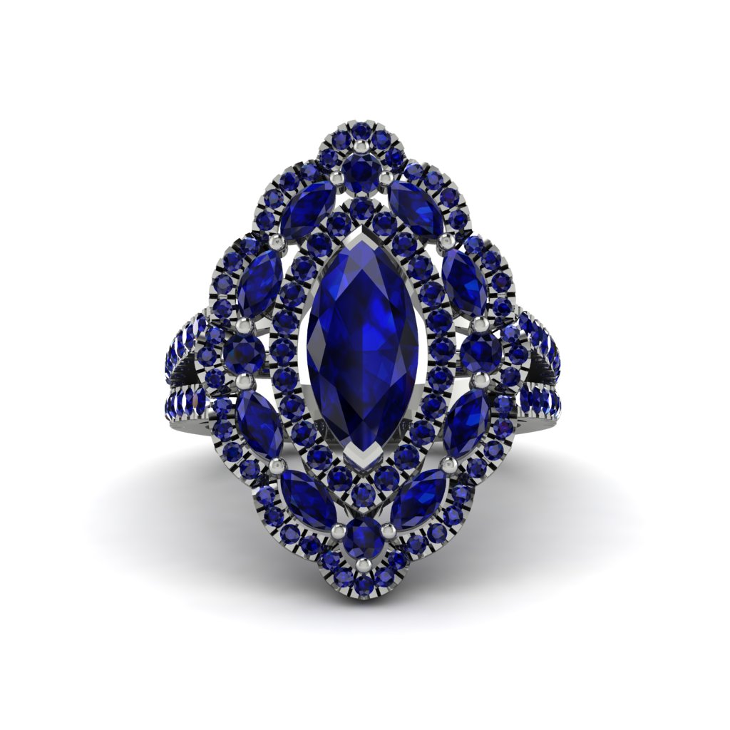 Sapphire Three Layer Halo Marquise Ring - Destiny No. 75
