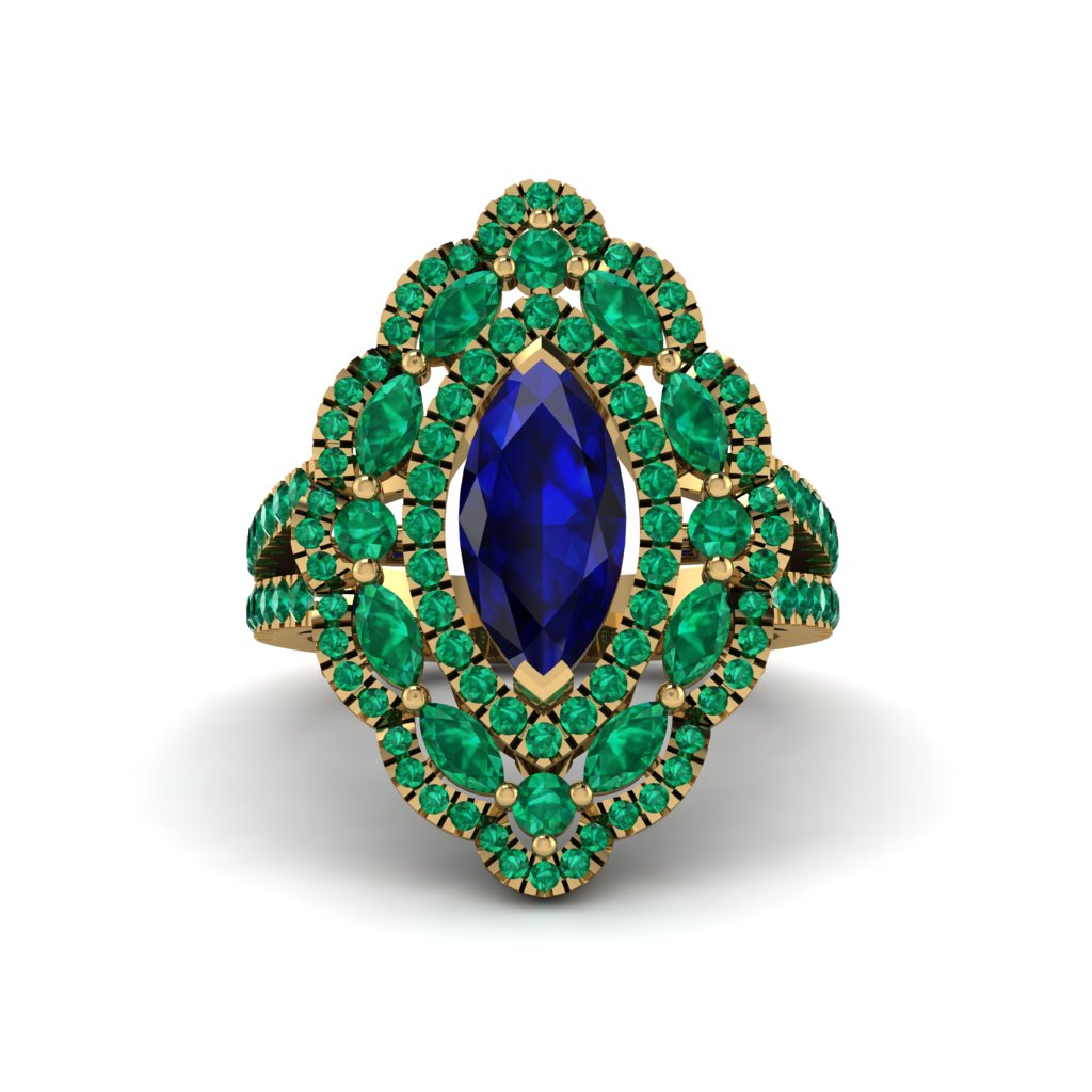 Sapphire Three Layer Halo Marquise Ring - Destiny No. 28