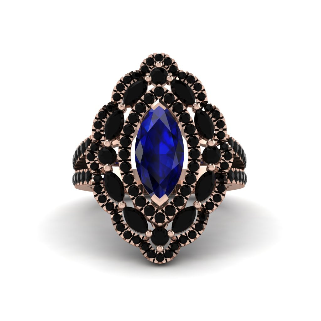 Sapphire Three Layer Halo Marquise Ring - Destiny No. 44