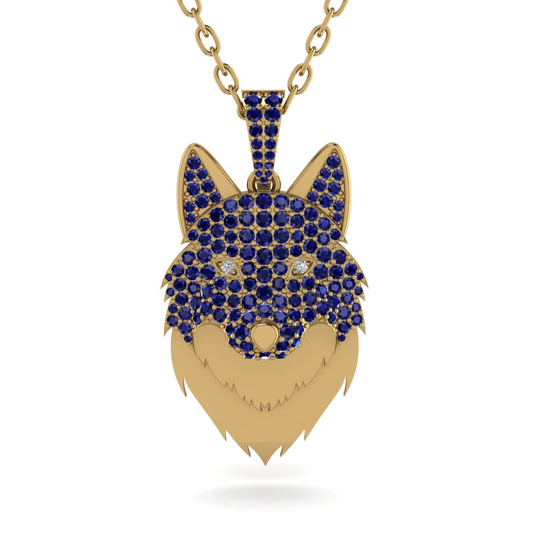 Sapphire Wolf Spirit Pendant - Gabriel No. 61