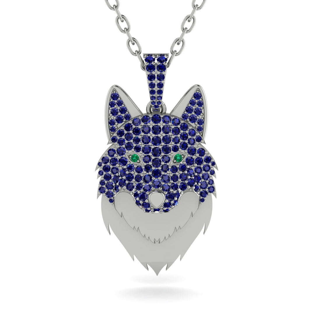 Sapphire Wolf Spirit Pendant - Gabriel No. 66