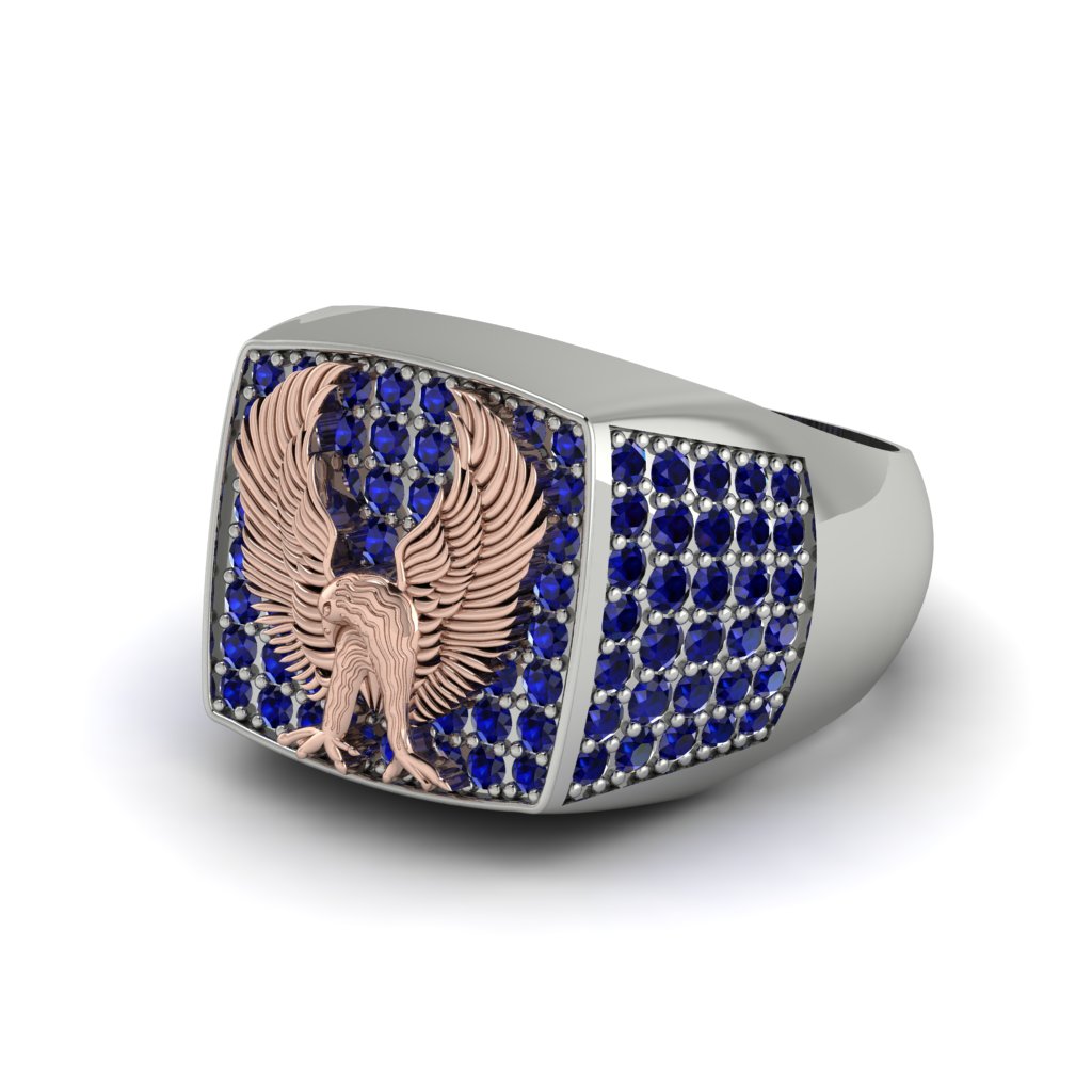 Sapphires Luxury Gold Eagle Ring - Sutton No. 45
