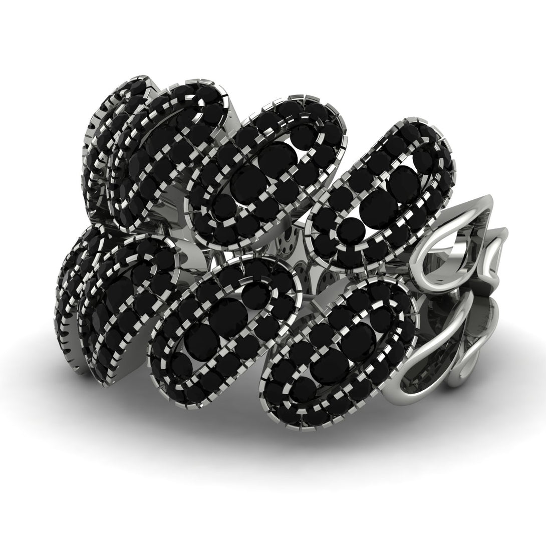 Black Diamond Stylish Bloom Fashion Ring - Drew No. 39