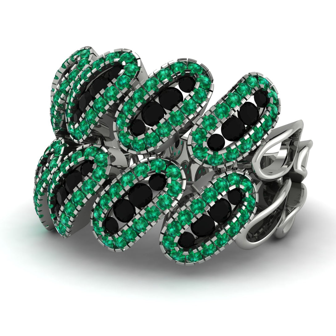 Black Diamond Stylish Bloom Fashion Ring - Drew No. 24