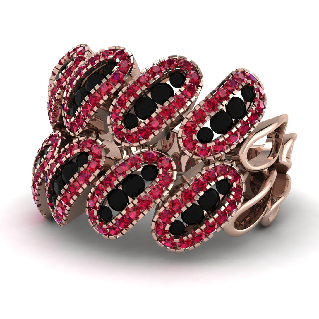 Black Diamond Stylish Bloom Fashion Ring - Drew No. 53