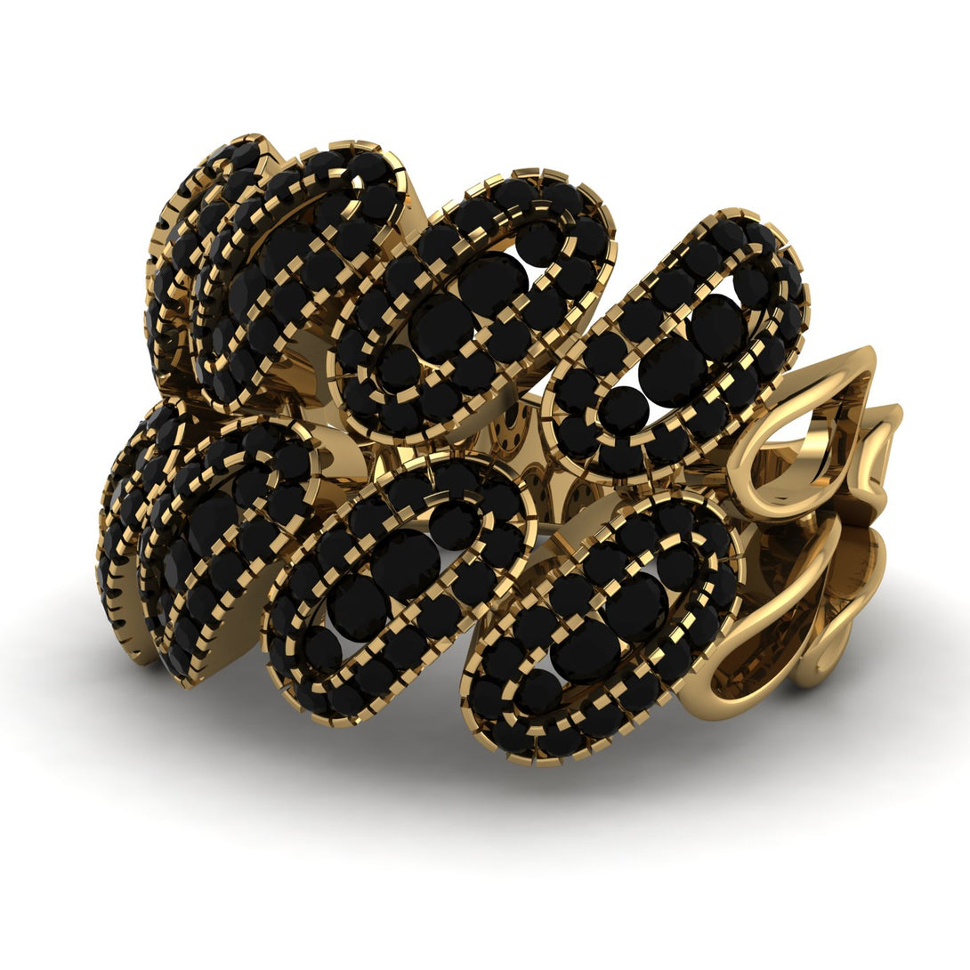 Black Diamond Stylish Bloom Fashion Ring - Drew No. 37