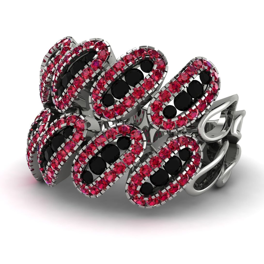 Black Diamond Stylish Bloom Fashion Ring - Drew No. 54