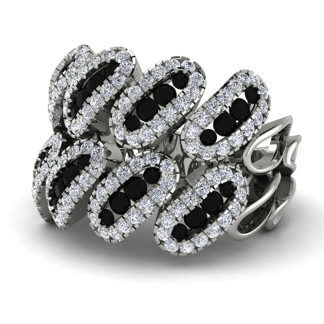 Black Diamond Stylish Bloom Fashion Ring - Drew No. 9