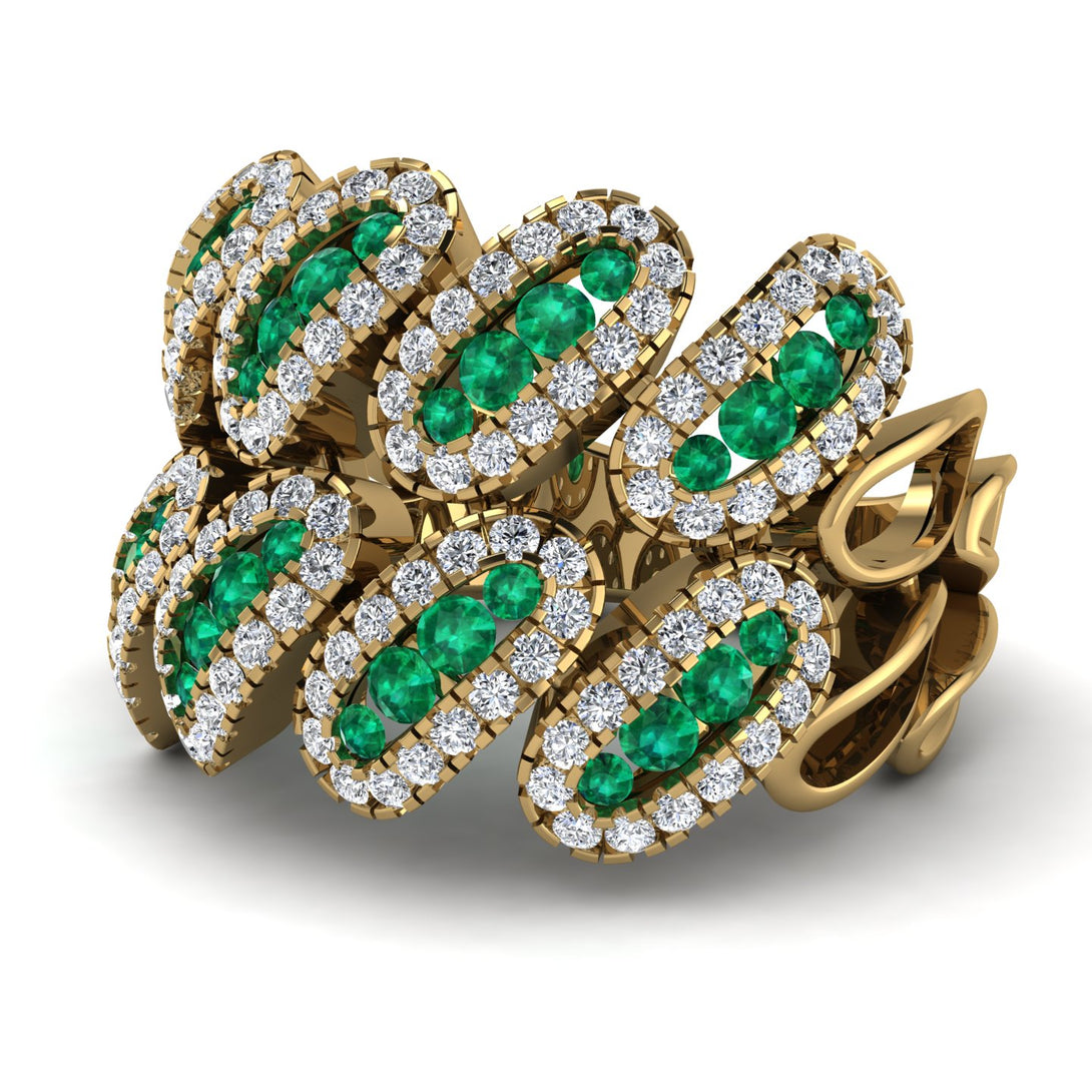 Emerald Stylish Bloom Fashion Ring - Drew No. 4